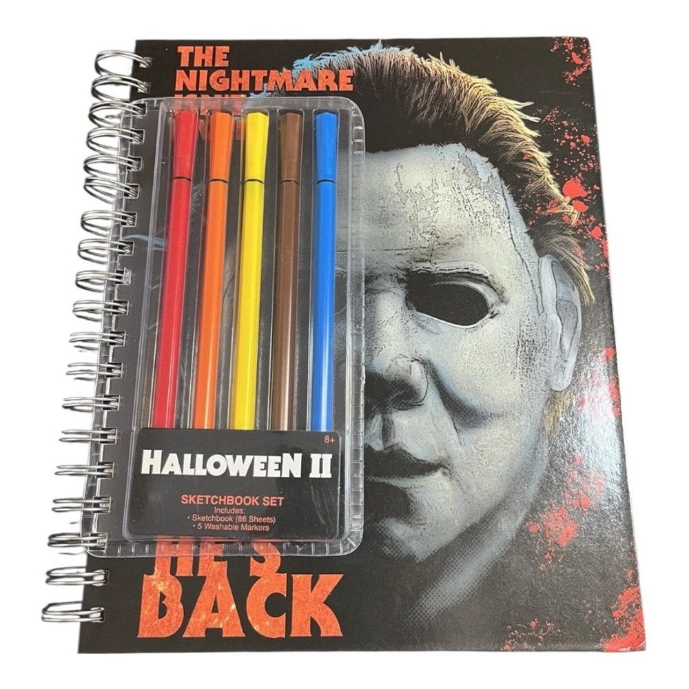HALLOWEEN HORROR MICHAEL MYERS Spiral Sketchbook with Markers Horror Journal Set